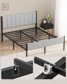 Rám manželskej postele VASAGLE 140 x 200 cm s oceľovými lamelami, sivá RMB975G01