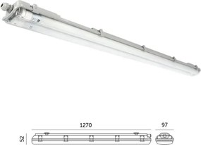 LED technické žiarivkové svietidlo T8, 2×G13 (2×18 W) / 230 V, 5000 K, IP65, 127 cm