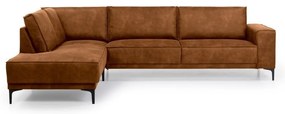 Koňakovohnedá rohová pohovka z imitácie kože (ľavý roh) Copenhagen – Scandic