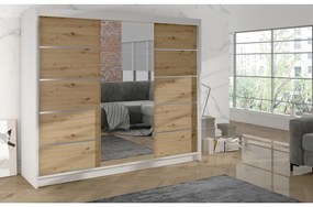 Šatníková skriňa DERBY VI - 200 cm Biela - dub artisan