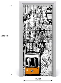 Samolepiace fototapety na dvere Električka v Lizbona 85x205 cm