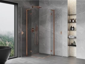 Mexen Mist-H L Duo, 2-krídlový sprchový kút 115 x 115 cm, číre sklo, medený matný profil, 8A5L-115L-115P-65-00