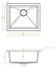 Laveo Ibiza, 1-komorový granitový drez 560x460x220 mm, béžová, LAV-SBI_410U