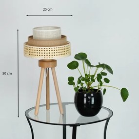 Brilagi - Stolná lampa CEDAR LUNETA 1xE27/15W/230V ratan/hnedá/krémová
