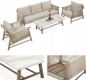 Sada dreveného záhradného nábytku na terasu a pohovku, stolík Legend Caffe 5os.