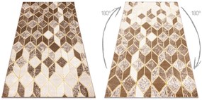 Moderný MEFE koberec B400 vzor kocka, 3D, tmavo-béžový