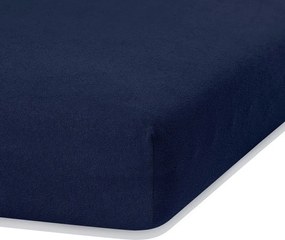 Tmavomodrá napínacia froté plachta 140x200 cm Ruby – Restilo