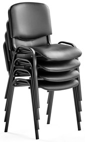 Konferenčná stolička NELSON, 4 ks, koženka, čierna