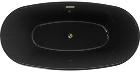 Mexen Eris, voľne stojaca vaňa 170 x 80 cm, čierna,  zlatý lesklý prepad, 53441708070-50