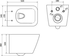 Mexen Cube Rimless s toaletným sedadlom slim, duroplast, biela - 30924000