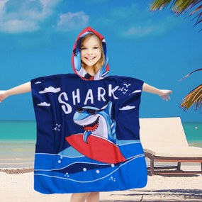 Detské pončo SHARK modré Rozmer: 60 x 120 cm