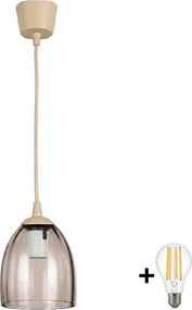 BRILAGI - LED luster na lanku R GLASS 1xE27/60W/230V pr. 17 cm béžová / dymovo béžová