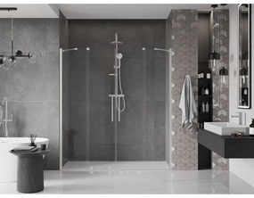 Mexen Velar Duo, posuvné sprchové dvere do otvoru 180 cm, 8mm číre sklo, brúsená oceľ, 871-180-000-02-97