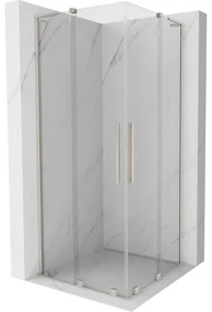 Mexen Velar L Duo, sprchový kút s posuvnými dverami 90 x 90 cm, 8mm číre sklo, brúsená oceľ, 871-090-090-02-03-97