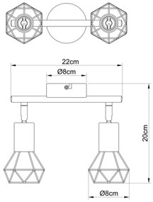 Globo 54802S-2AB - Bodové svietidlo XARA 2xE14/40W/230V