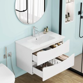 Závesná skrinka pod umývadlo Houseland Nirela 80 cm biela