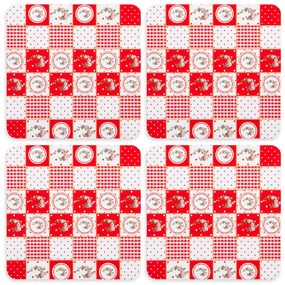 Korkové prestieranie Country red, 10 x 10 cm, sada 4 ks