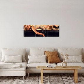 Obraz - Žena na klavíri (s hodinami) (90x30 cm)