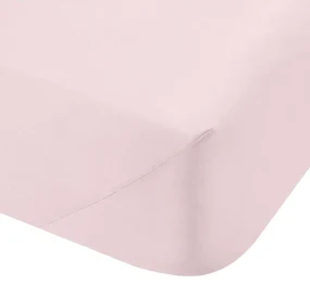 Ružová napínacia plachta z bavlneného perkálu 135x190 cm Cotton Percale – Bianca