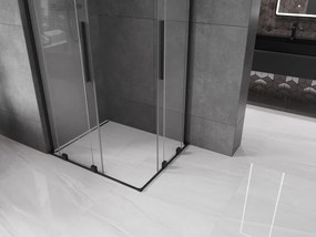 Mexen Velar L Duo, sprchový kút s posuvnými dverami 90 x 80 cm, 8mm číre sklo, čierna matná, 871-090-080-02-03-70