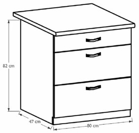 Dolná kuchynská skrinka D80S3 Provense (biela + sosna andersen). Vlastná spoľahlivá doprava až k Vám domov. 1015165