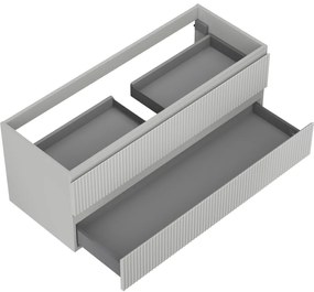 Mexen Rivel, kúpeľňová skrinka pod umývadlo 120 cm, 2 zásuvky, drážkovaná, matná sivá, 91A20-12047-2-BFF62