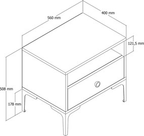 Nočný stolík Lizbon Walnut Anthracite