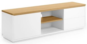 Biely TV stolík v dekore duba 150x44x36 cm Abilen – Kave Home