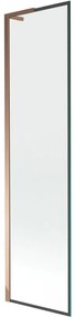 Mexen Next L, 1-krídlová vaňová zástena 50 x 150 cm, 6mm číre sklo-čierny vzor, ružové zlato profil, 895-050-000-03-70-60