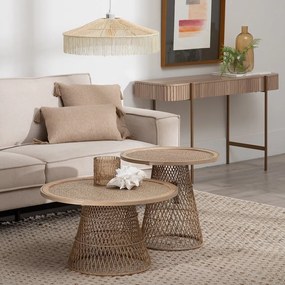 Ratanový okrúhly konferenčný stolík v prírodnej farbe ø 70 cm – Ixia