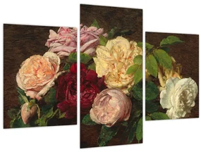 Obraz - Henri Fantin-Latour, Roses de Nice on a Table, reprodukcia (90x60 cm)