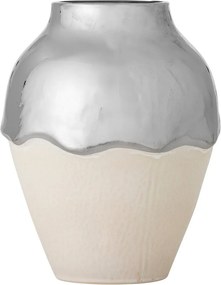 Krémová/v striebornej farbe kameninová váza (výška 26 cm) Silvio – Bloomingville