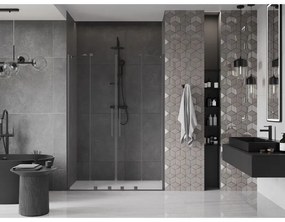 Mexen Velar Duo, posuvné sprchové dvere do otvoru 160 cm, 8mm číre sklo, brúsený grafit, 871-160-000-02-95