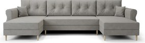 AKCIA Rozkladacia sedacia súprava do U SILVIANO 300x140 cm, sivá + 2 vankúšiky ZDARMA II. akosť