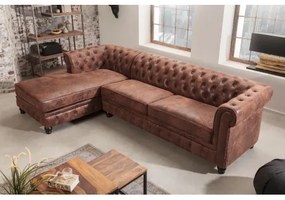 Rohová sedacia súprava 40611 Chesterfield - Antik Hnedá  - Komfort-nábytok