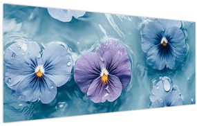Obraz - Fialky vo vode (120x50 cm)