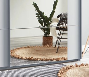 Šatníková skriňa so zrkadlom Emden, 225 cm, biela