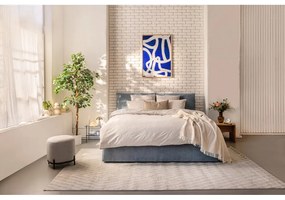 Modrá čalúnená dvojlôžková posteľ s úložným priestorom s roštom 180x200 cm Thessa Pillow – Bonami Selection