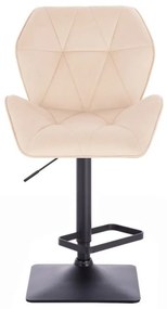 LuxuryForm DESIGN Barová stolička MILANO MAX VELUR na čiernej hranatej podstave - krémová