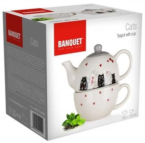 Banquet Kanvička keramická so šálkou CATS