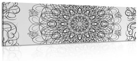 Obraz abstraktná kvetinová Mandala v čiernobielom prevedení - 120x40