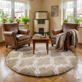 Protišmykový koberec DECOR béžový kruh