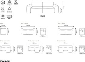 Béžová ženilková rozkladacia rohová pohovka (ľavý roh/s leňoškou) Kuki – Makamii