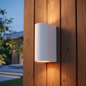Moderná vonkajšia nástenná lampa biela plastová oválna 2-svetlá - Baleno