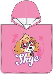 Dievčenské plážové pončo Labková patrola - motív Ready to relax! - 100% bavlna - 50 × 115 cm - pre deti od 3 do 6 rokov