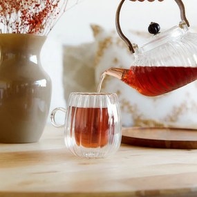 Sada dvoch šálok CEMBRA GROOVE s dvojitým dnom, priesvitné 888149 250 ml (2 ks)