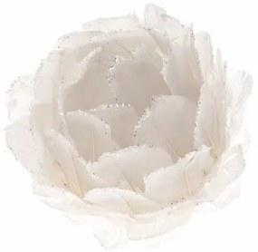 Vianočná ozdoba z peria Kvetina, pr. 8 cm, biela