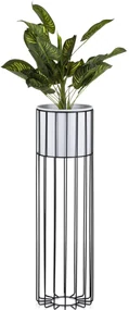 KOVOVÝ KVETINÁČ SO STOJANOM GLAM 70X20 CM BIELA/ČIERNA