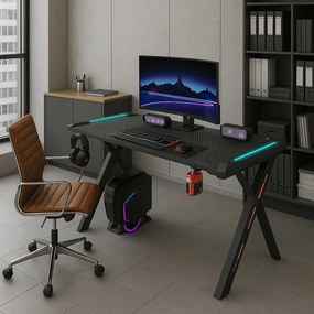 Herný stôl s podsvietením BG03 čierny 140 cm