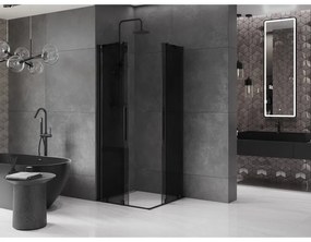 Mexen Velar Duo, sprchový kút s posuvnými dverami 90 x 90 cm, 8mm šedé sklo, čierna matná, 871-090-090-42-70
